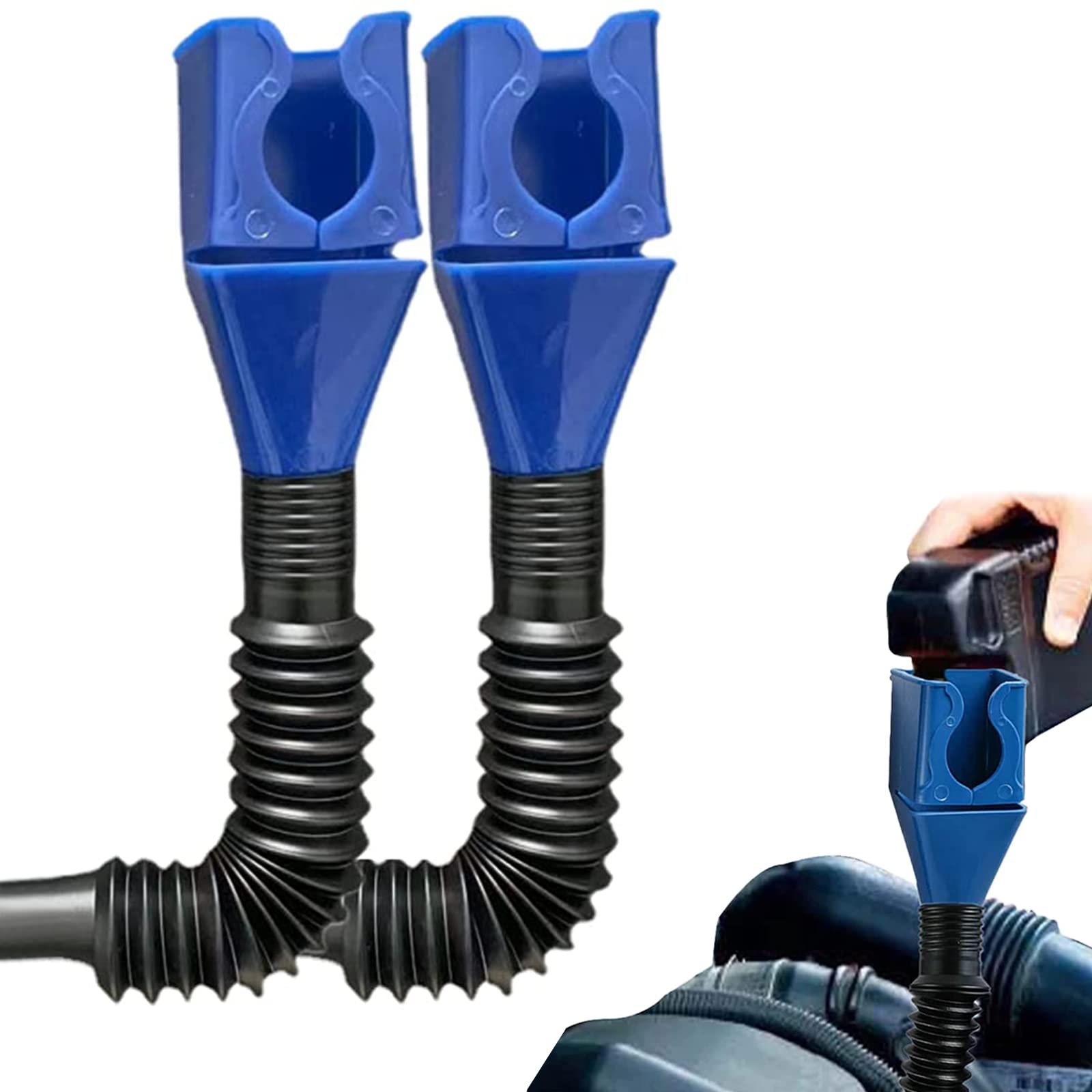 Miurixo 2/5Pcs Universal Flexible Draining Oil Snap Plastic Funnel - Spill-Free, Multi-Function Plastic Refueling Tool, Oil Gasoline Filling Extension Funnels Draining Tool, for Auto Household (2)