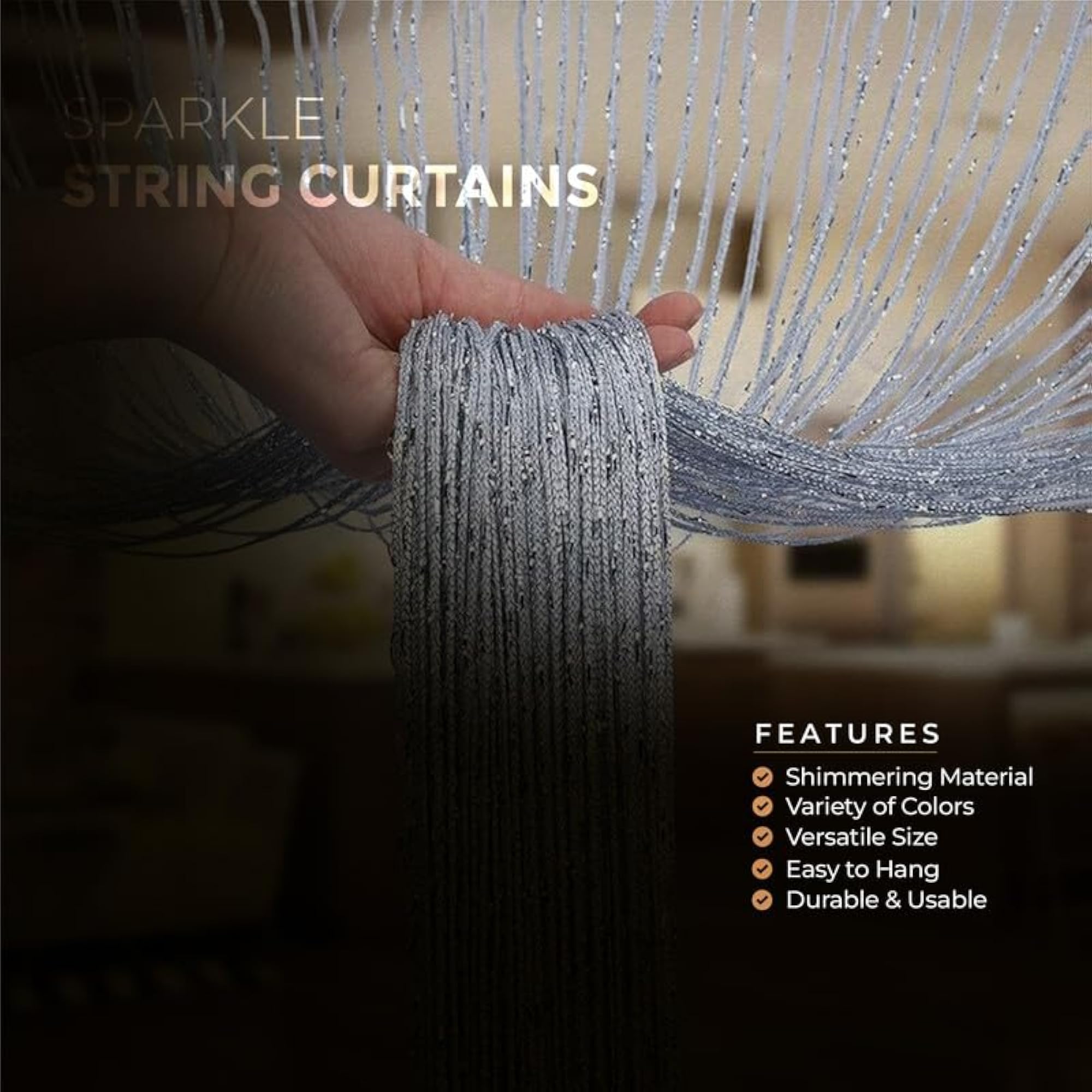 Blue String Curtains, 100x200 cm, 1 Piece