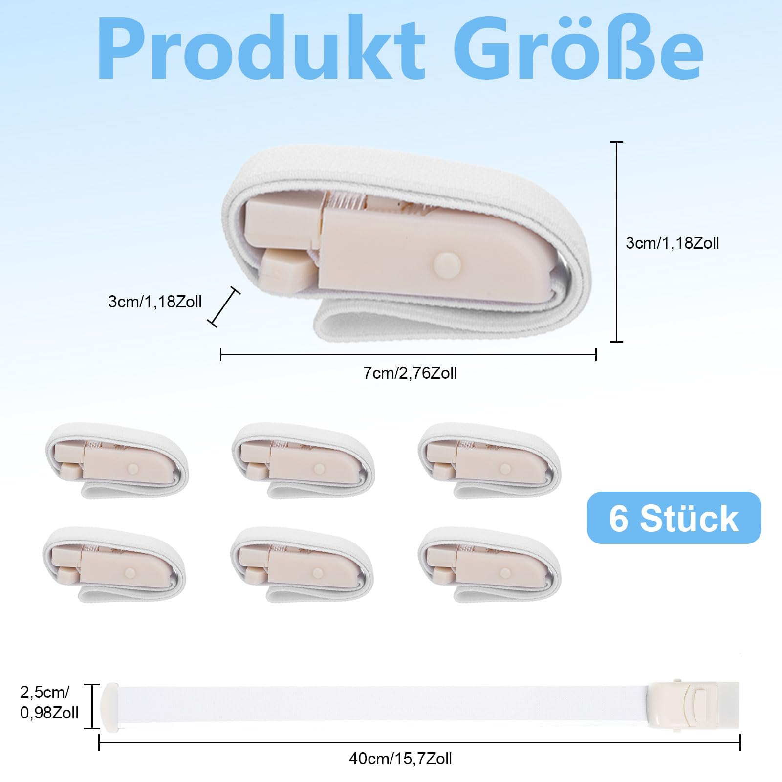 Lot de 6 gaines de congestion de sang - Garrot élastique - Pour prise de sang - Très flexibles - Pour urgences médicales - Blanc