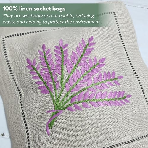 Bolsas de Lino Bordadas con Lavanda 6x6 Pulgadas Set 3 miniatura 2