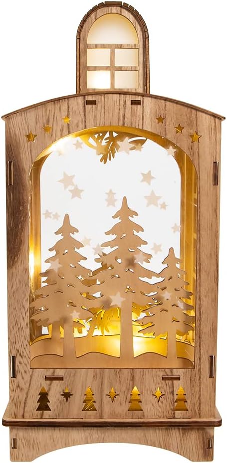 12.2-Inch Battery-Operated Light Up Christmas Village Lantern