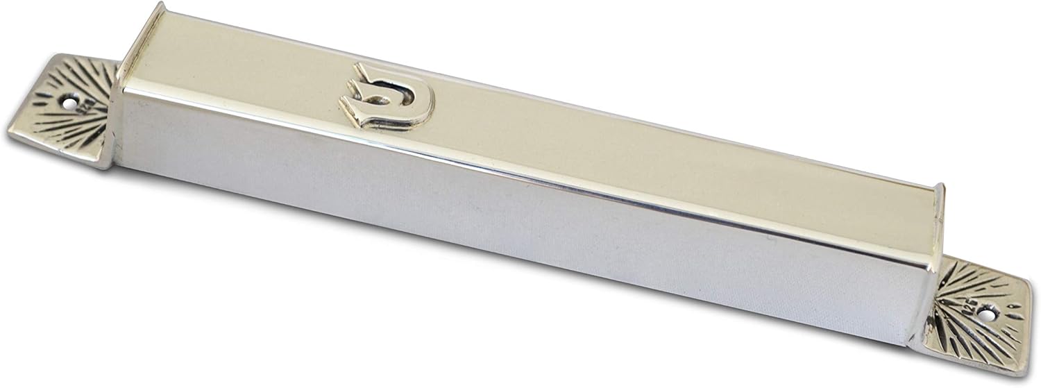 Sterling Silver Rectangular Mezuzah case Jewish New House Gift fits parchment size - up to 7 CM