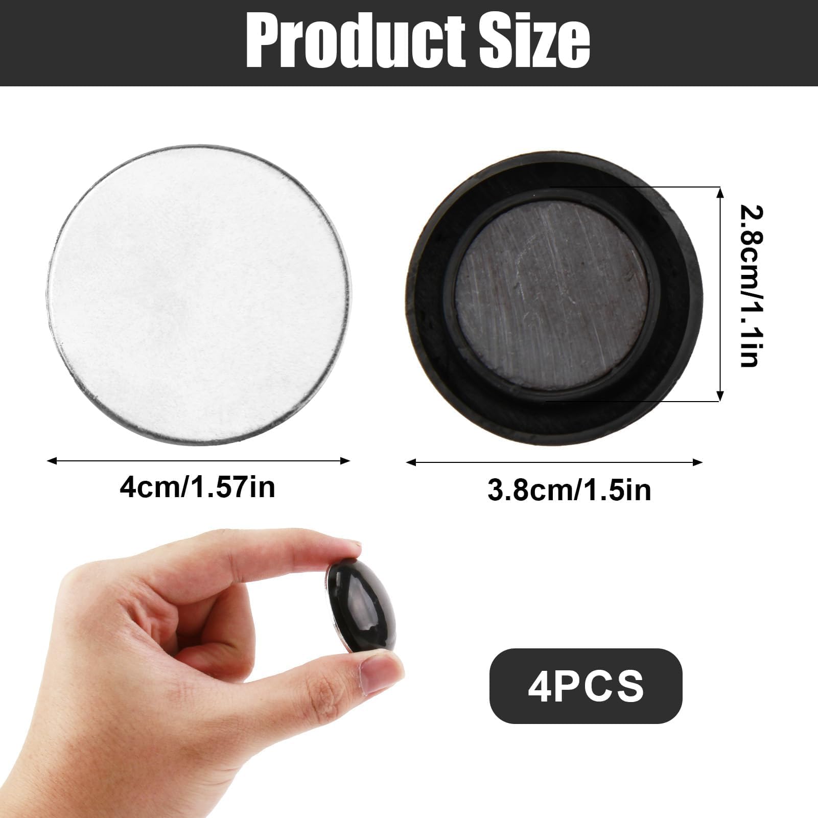 SMCEHEYA 4 Pcs Shower Curtain Weights Curtain Magnets for Fixing Hem Self Priming Shower Curtain Weights for Drapery Curtain Tablecloth 4cm Diameter Round Magnetic Clips - Image 2