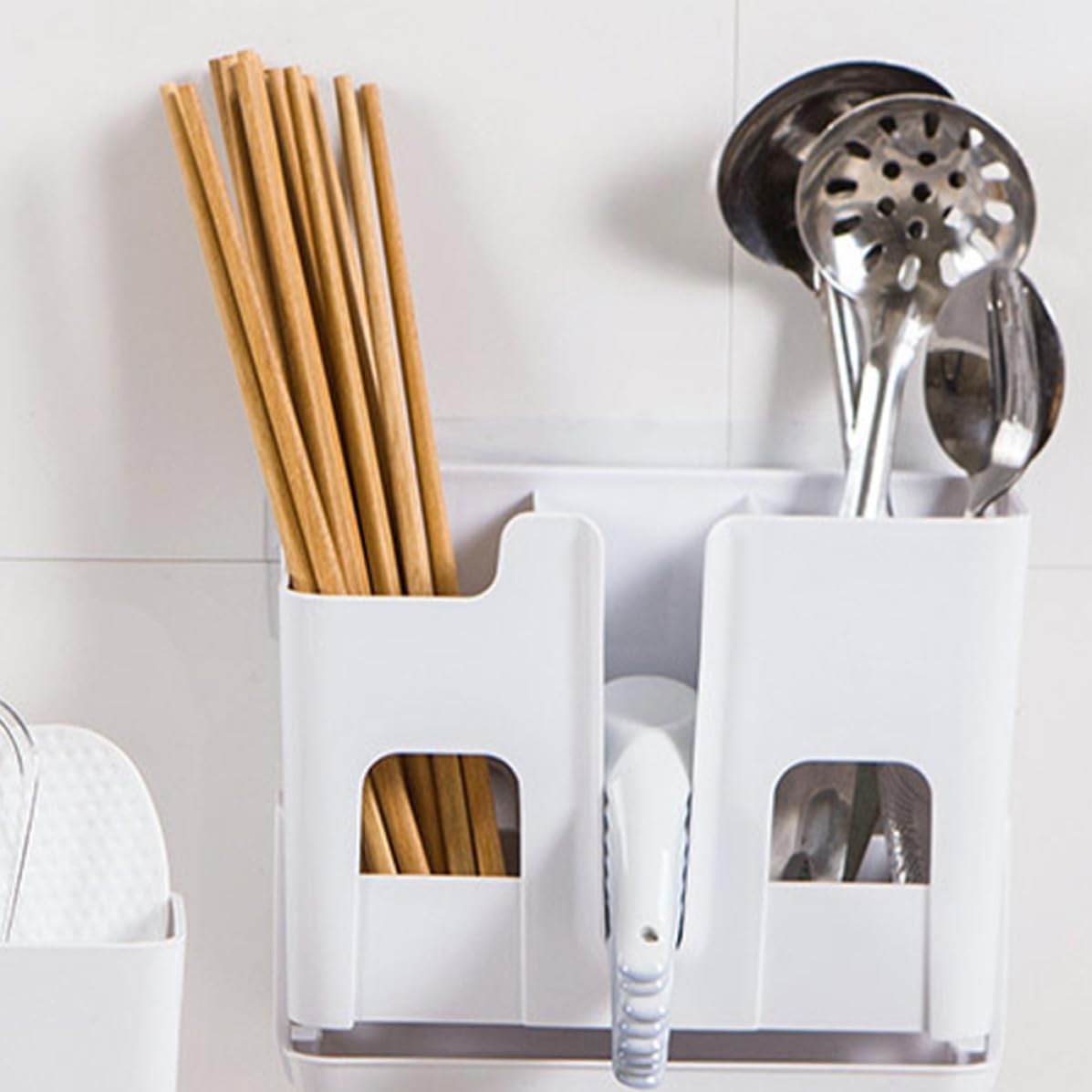 Chopstick Drying Rack Holder Wall Hanging with 3 Compartments