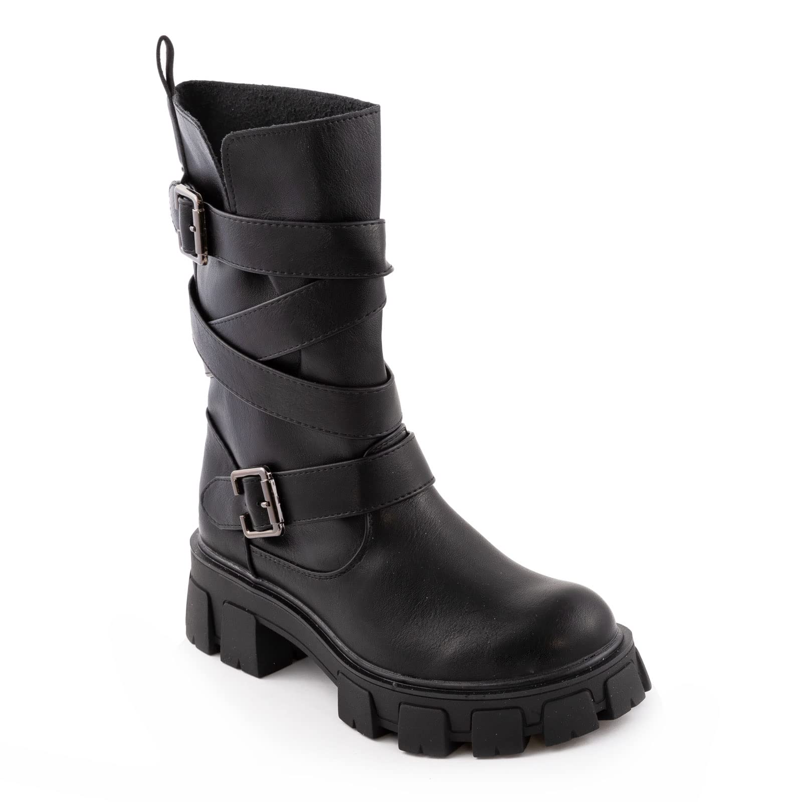 Toocool - Scarpe Donna Stivali Biker Motociclista Ecopelle Casual Fibbie Nuovo 1050