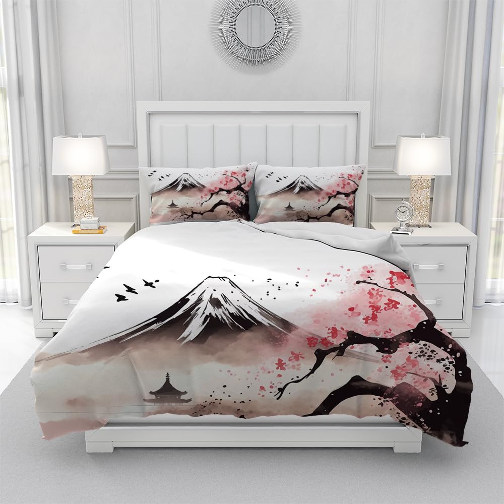 Cherry Blossoms Eenpersoons Dekbedovertrek Set, 3D-print