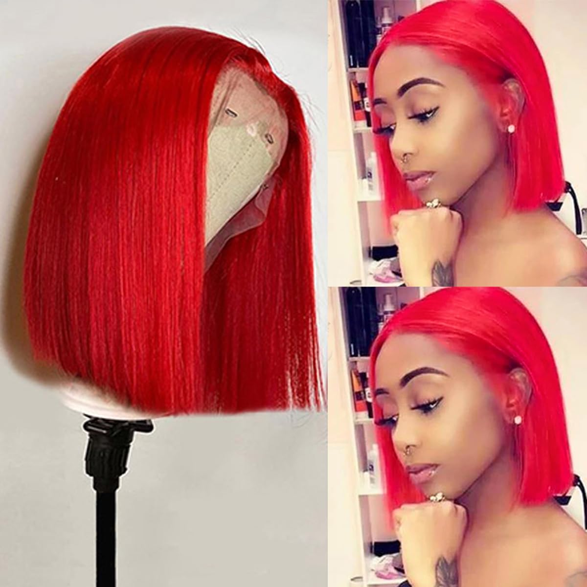 New Brazilian Silky Straight Lace Front Wig 10” 613 Brown Silky Straight 13x4 Transparent Lace Frontal Bob  main image 3