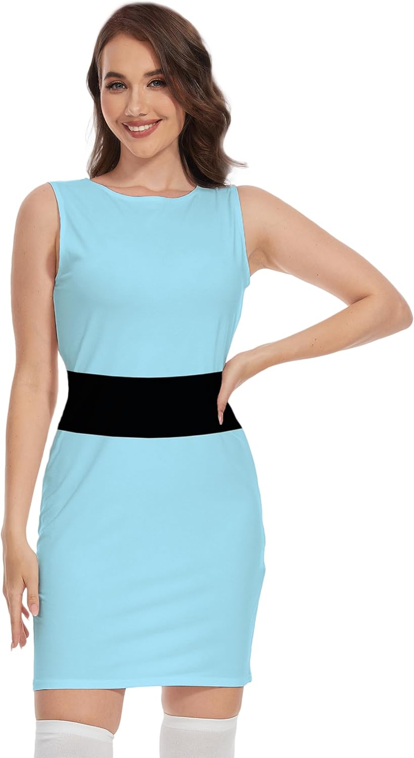 TMSD Women's Halloween Cartoon Costume Adult Sleeveless Mini Dress