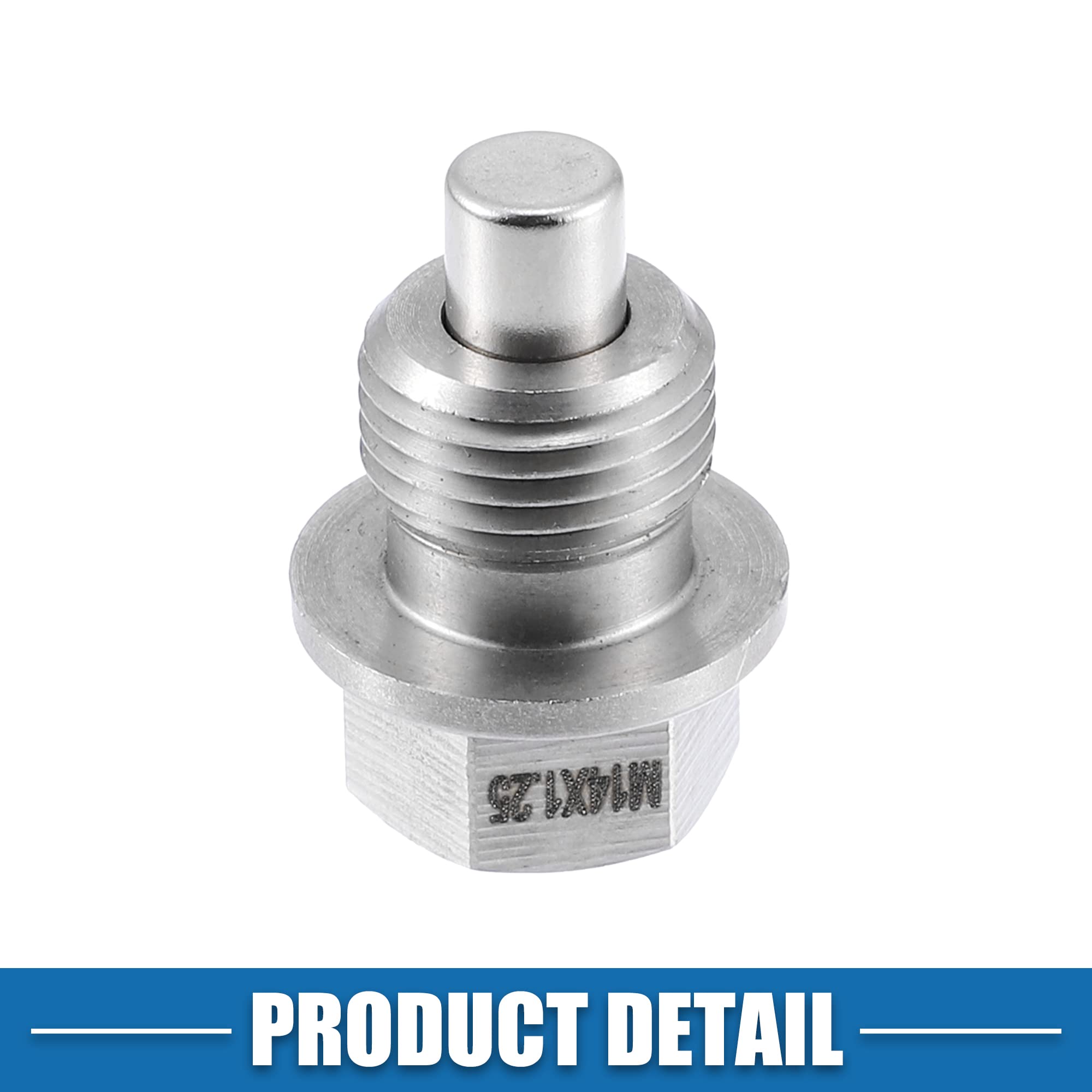 Magnetic Oil Drain Plug M14x1.5 – Stainless Steel With Copper Washer, Anti-Leak Replacement For Car, Motorcycle, Boat (Silvery)