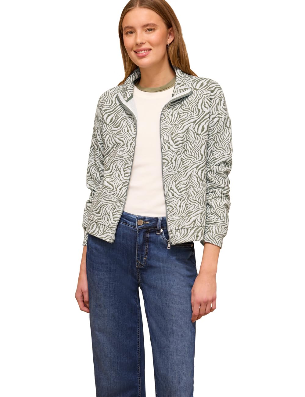 Street One Studio Women's Lichen Green Patterned Jacket 44