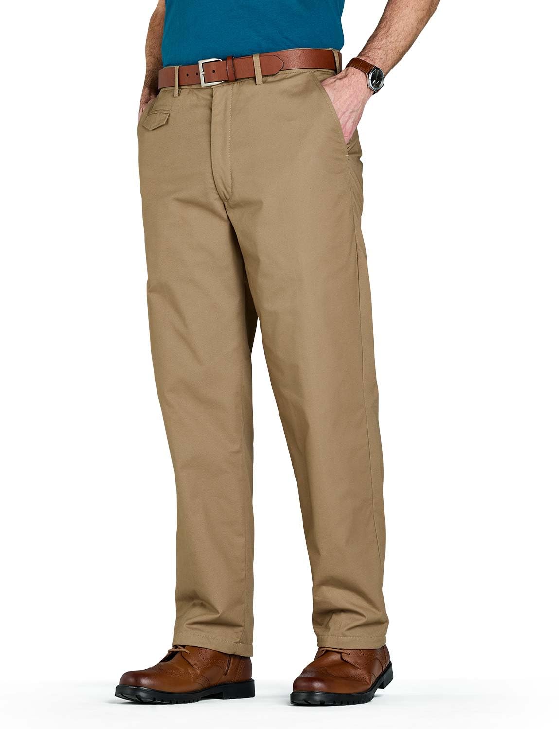 Pegasus Men's Fleece Lined Chino Trousers Cosy, Sharp and Smart Casual Pants for Your Comfort Dark Stone 36W / 31L
