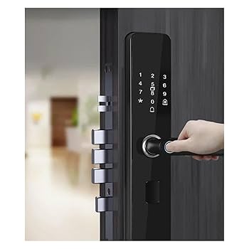 指紋認証　パスワード　鍵　アプリ認証　ドアロック Amazon | 指紋ドアロック 6イン1 スマートドアノブ アプリ