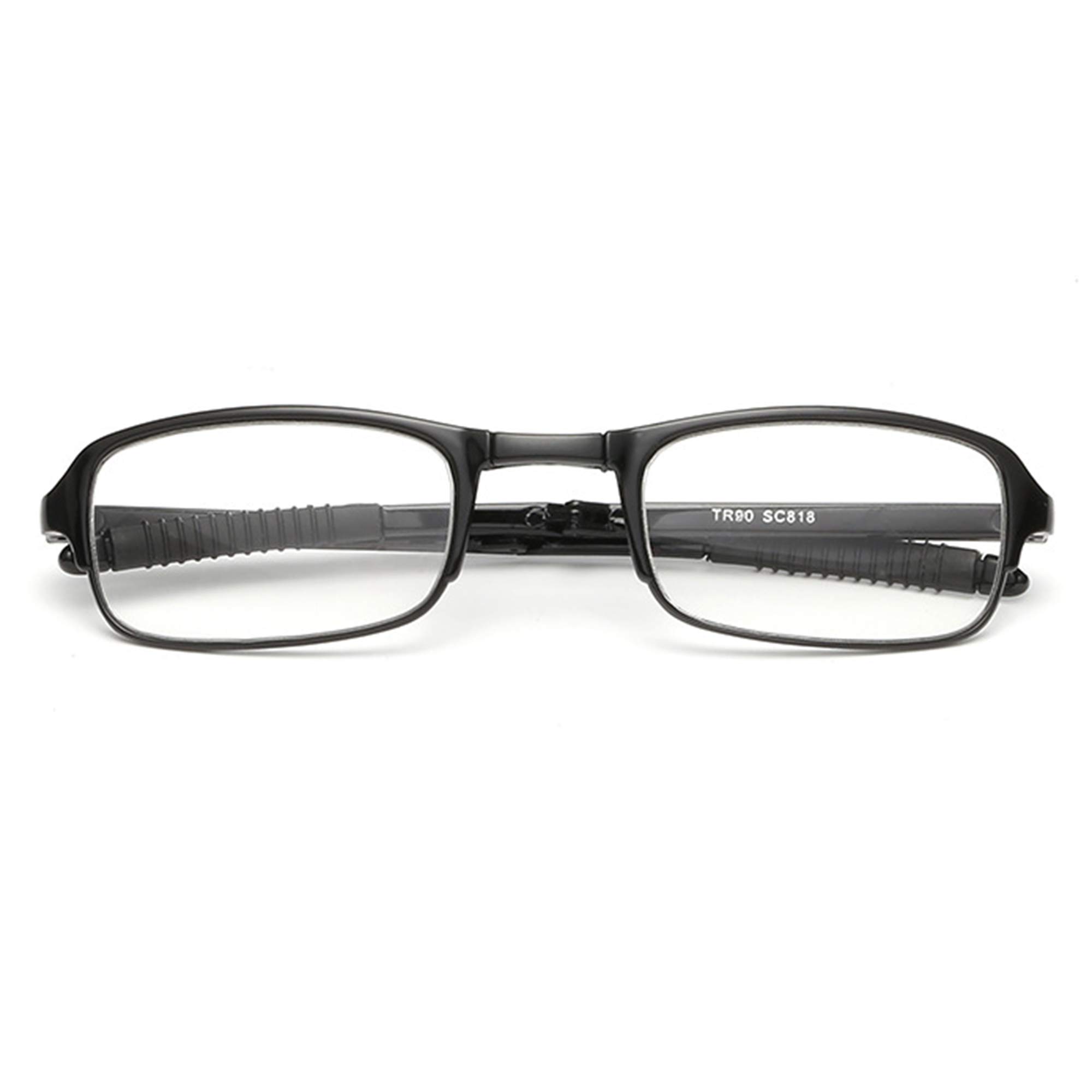 2 Pack Lunettes de Lecture Pliables Mini avec Étui our Homme et Femme Monture Noir Lens Transparentes Dioptrie