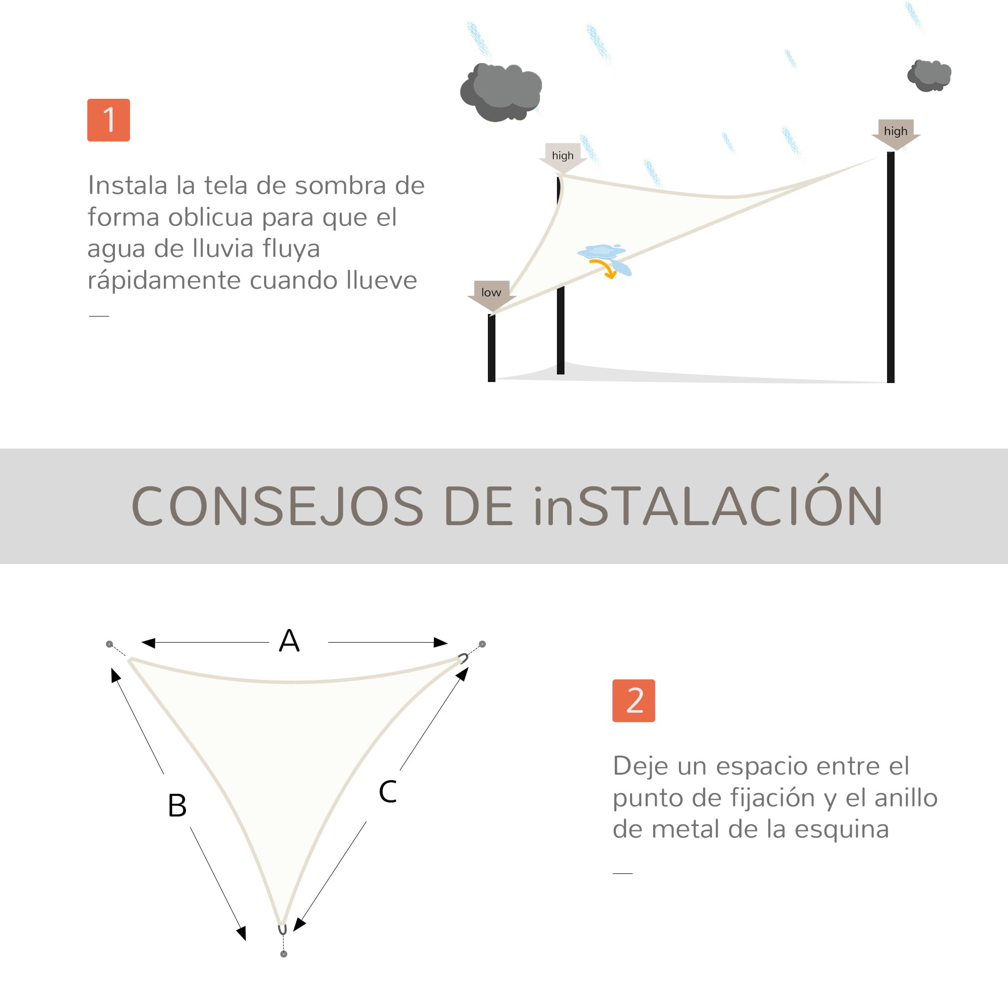 Outsunny Toldo Vela Sombrilla Parasol Triangulo 6x6x6 Metros Color Crema