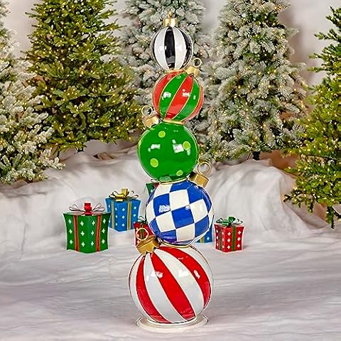 Zaer Ltd. 5.5 Feet Tall Iron Fancy Christmas Ornament Tower (Multicolor Pattern) Cover