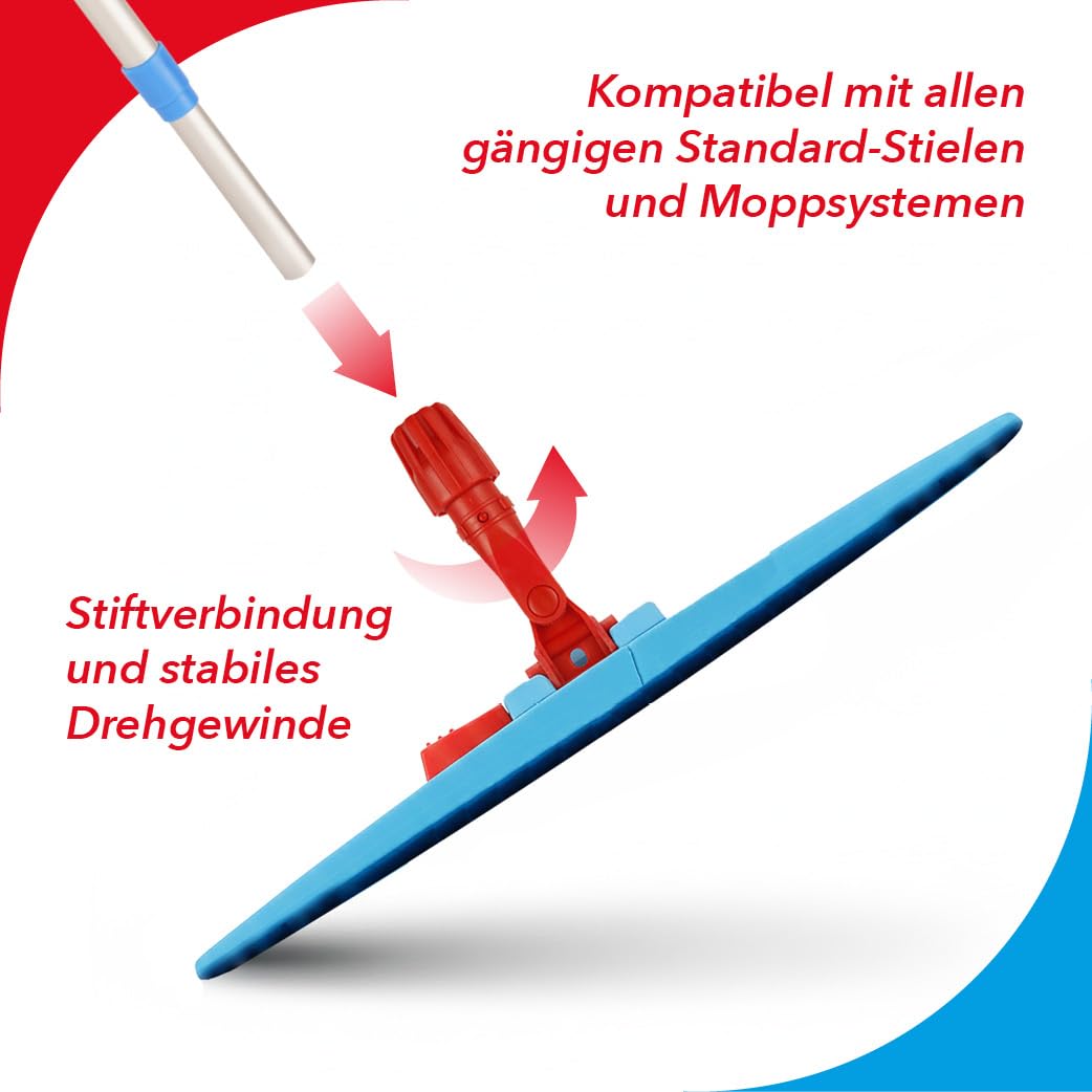 G.I.V. 5X Profi Magnet Klapphalter 50 cm, dunkelblau mit Trittmechanik & Magnetverschluss - für Taschen- & Laschenmopps - Klapphalter groß für alle gängigen Mopps - Bodenwischer für Gebäudereinigung