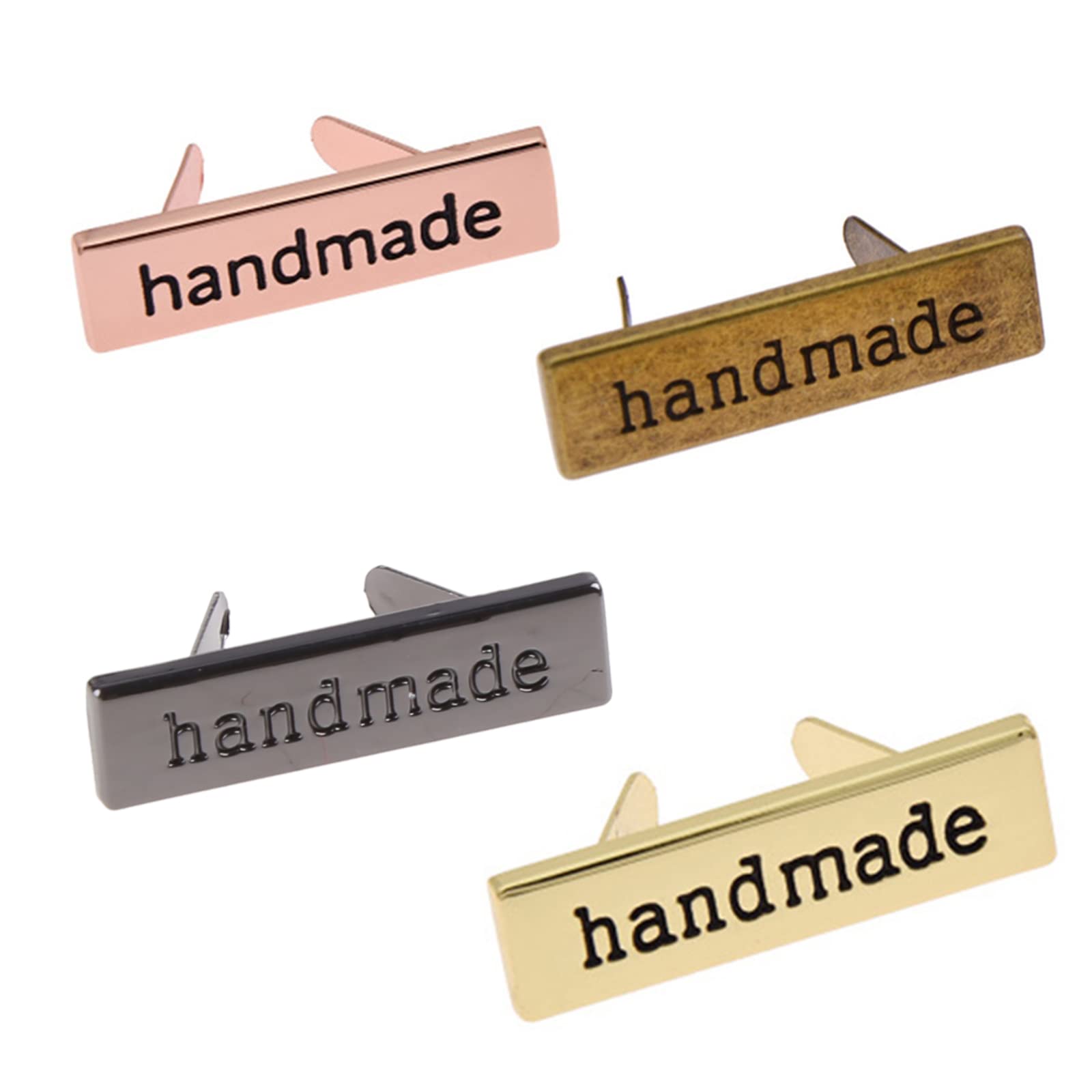 10pcs Metal Handmade Labels Tags for Clothes Jeans Shoes Bags Garment Rectangle Hand Made Printed Label Sewing Craft Accessories