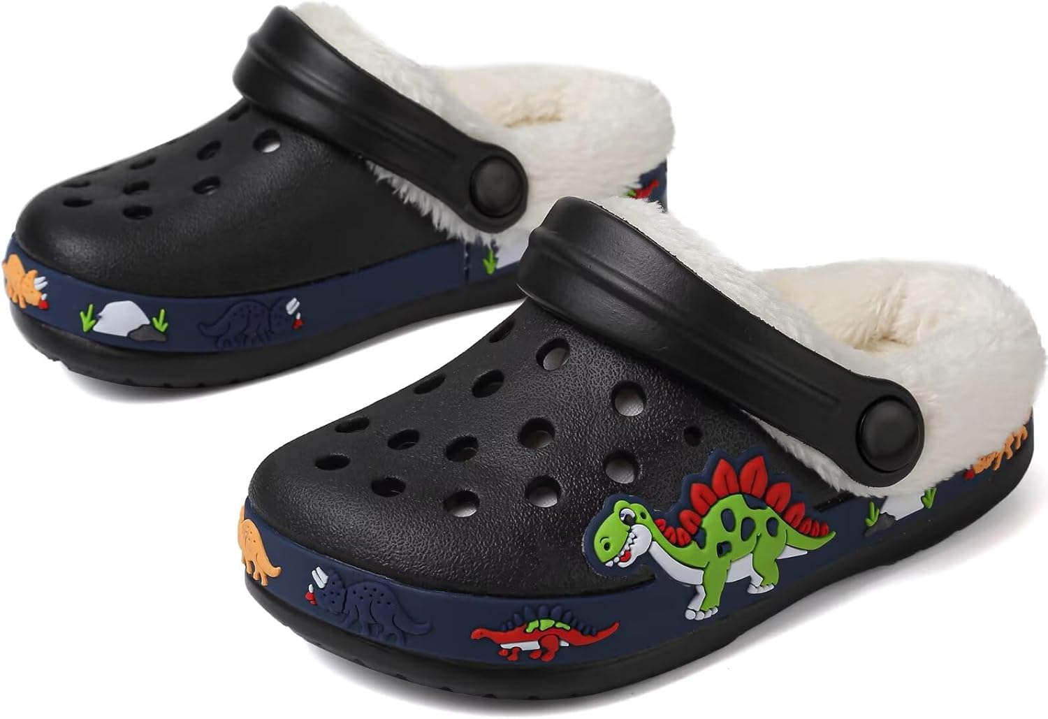 Toddler Lined Clog Slippers Winter Garden Sandals Kids House Shoes Warm Slip On Sneakers Cartoon Slides for Boys and Girls Children Indoor Outdoor