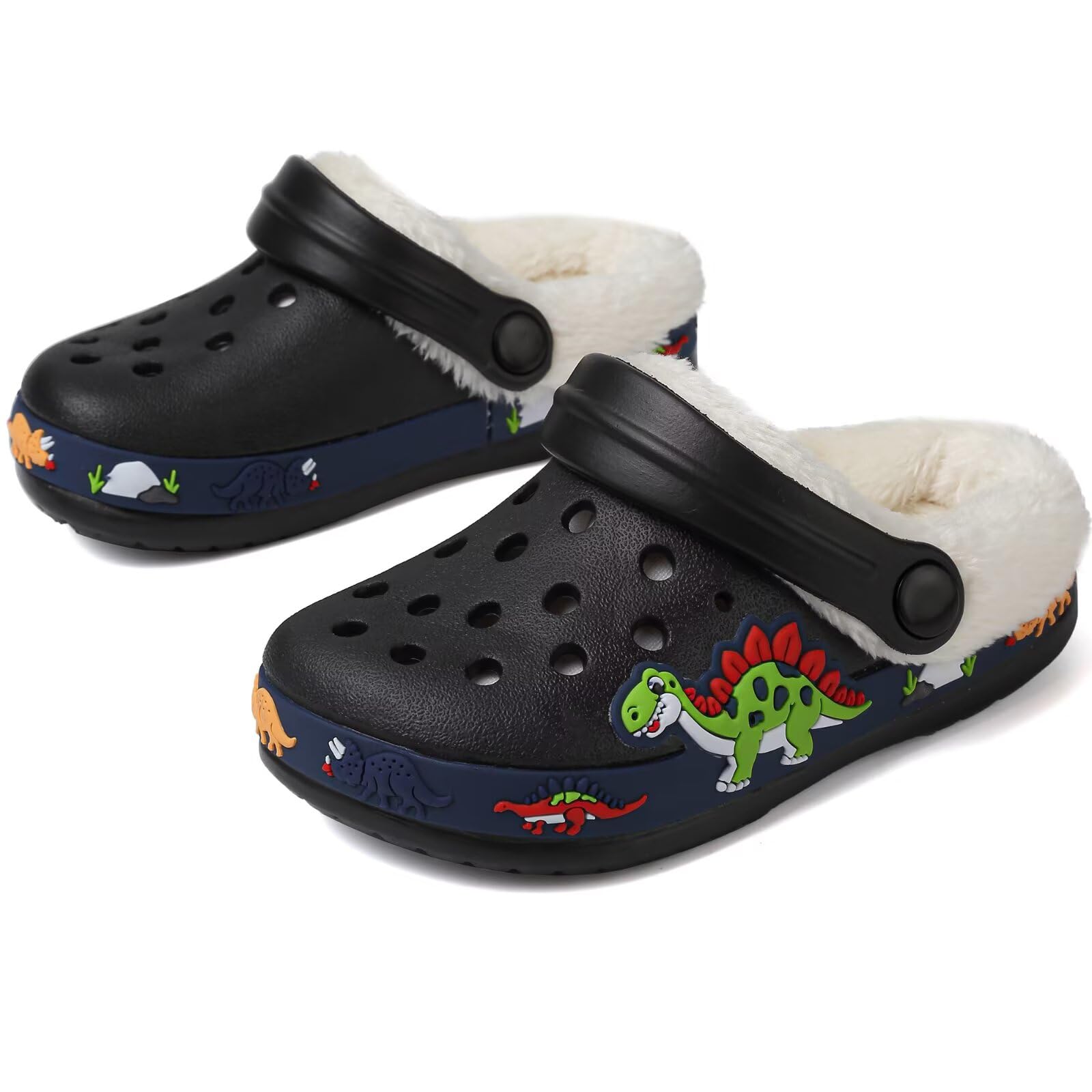 Toddler Lined Clog Slippers Winter Garden Sandals Kids House Shoes Warm Slip On Sneakers Cartoon Slides for Boys and Girls Children Indoor Outdoor