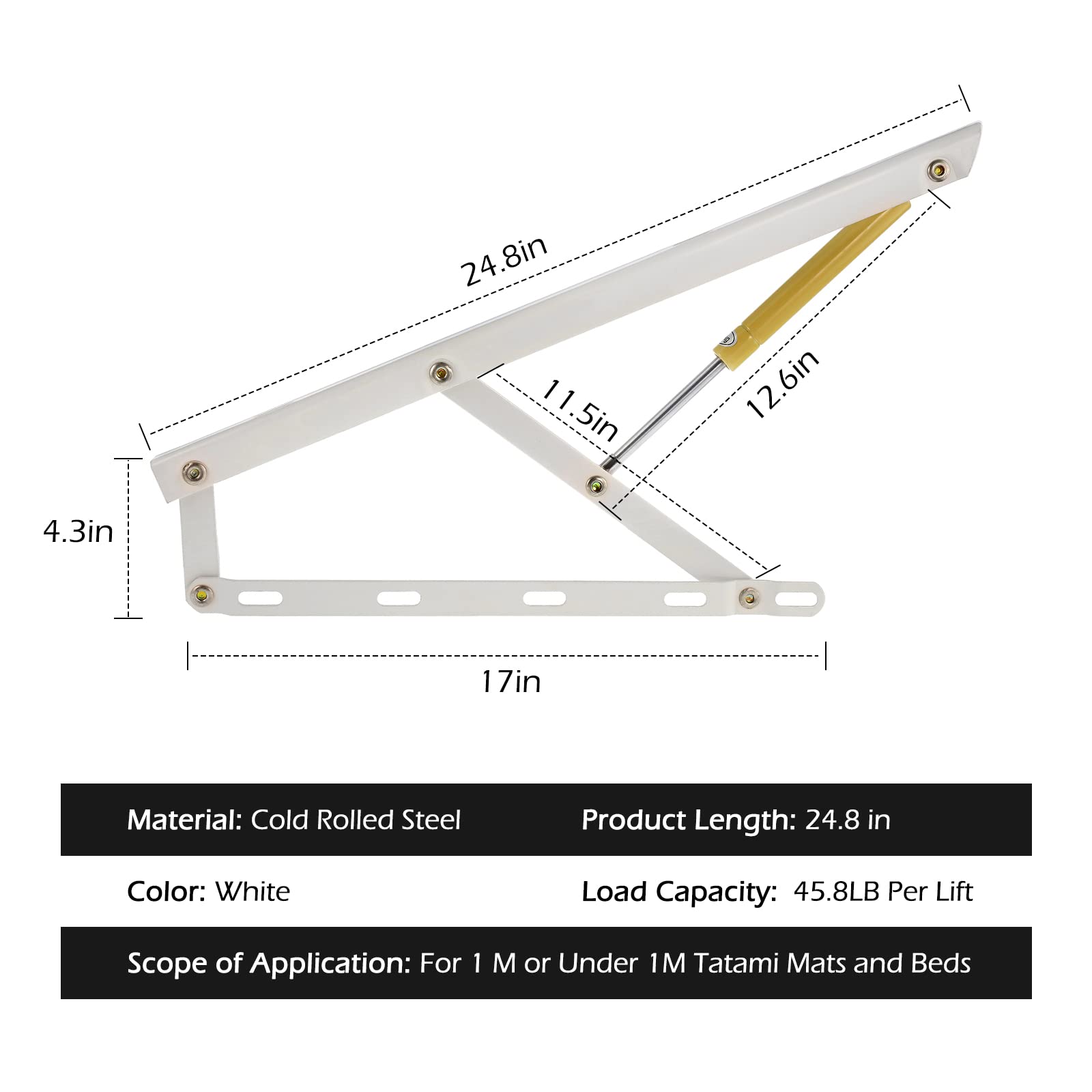 DynaLiving Bed Lift Mechanism A Pair of Lift Storage Bed Heavy Duty