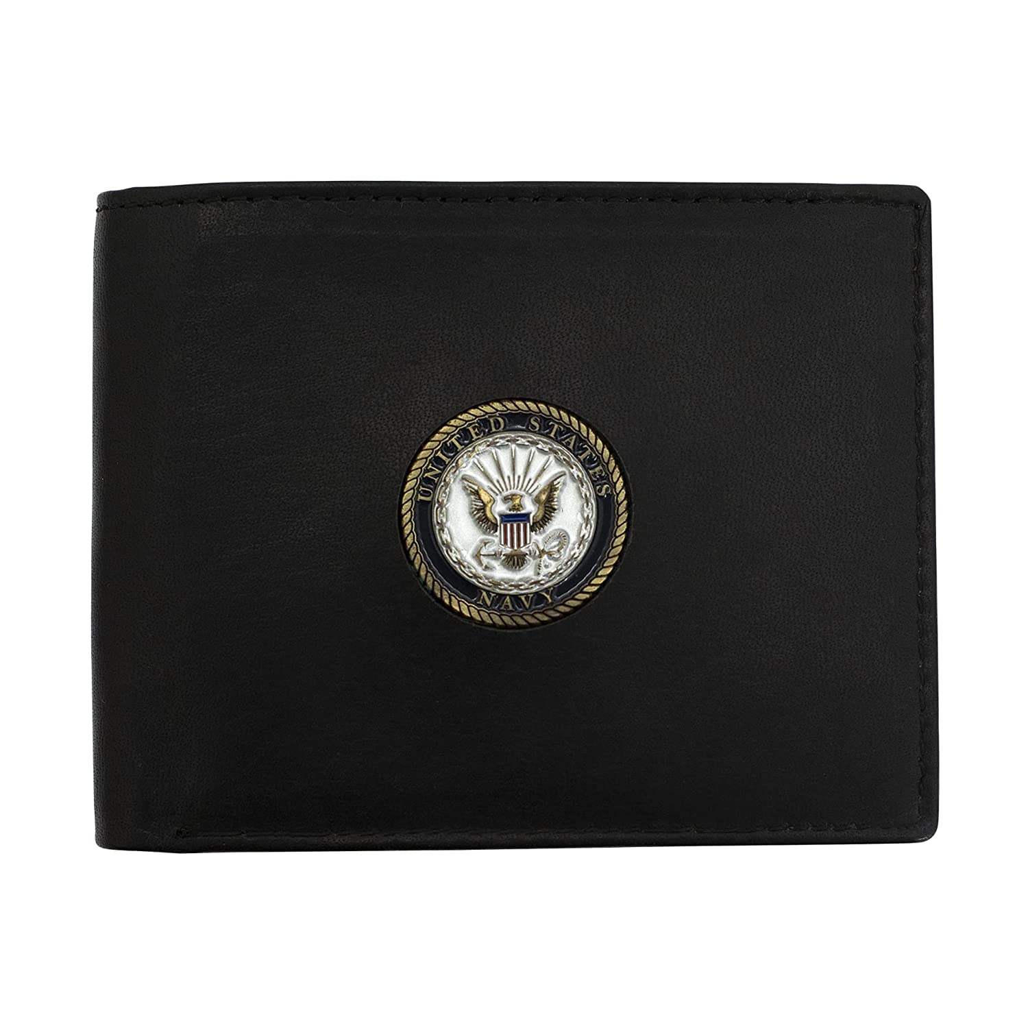 Licensed Navy Black Bifold in Buff Oily Leather
