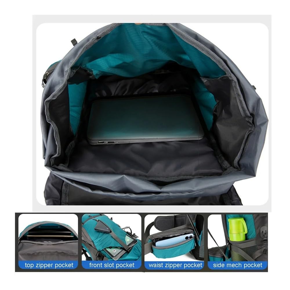 Mochila de viaje de nailon de 70 L con cubierta para lluvia, mochila de senderismo al aire libre, mochila de montañismo, mochila de hombro para hombre