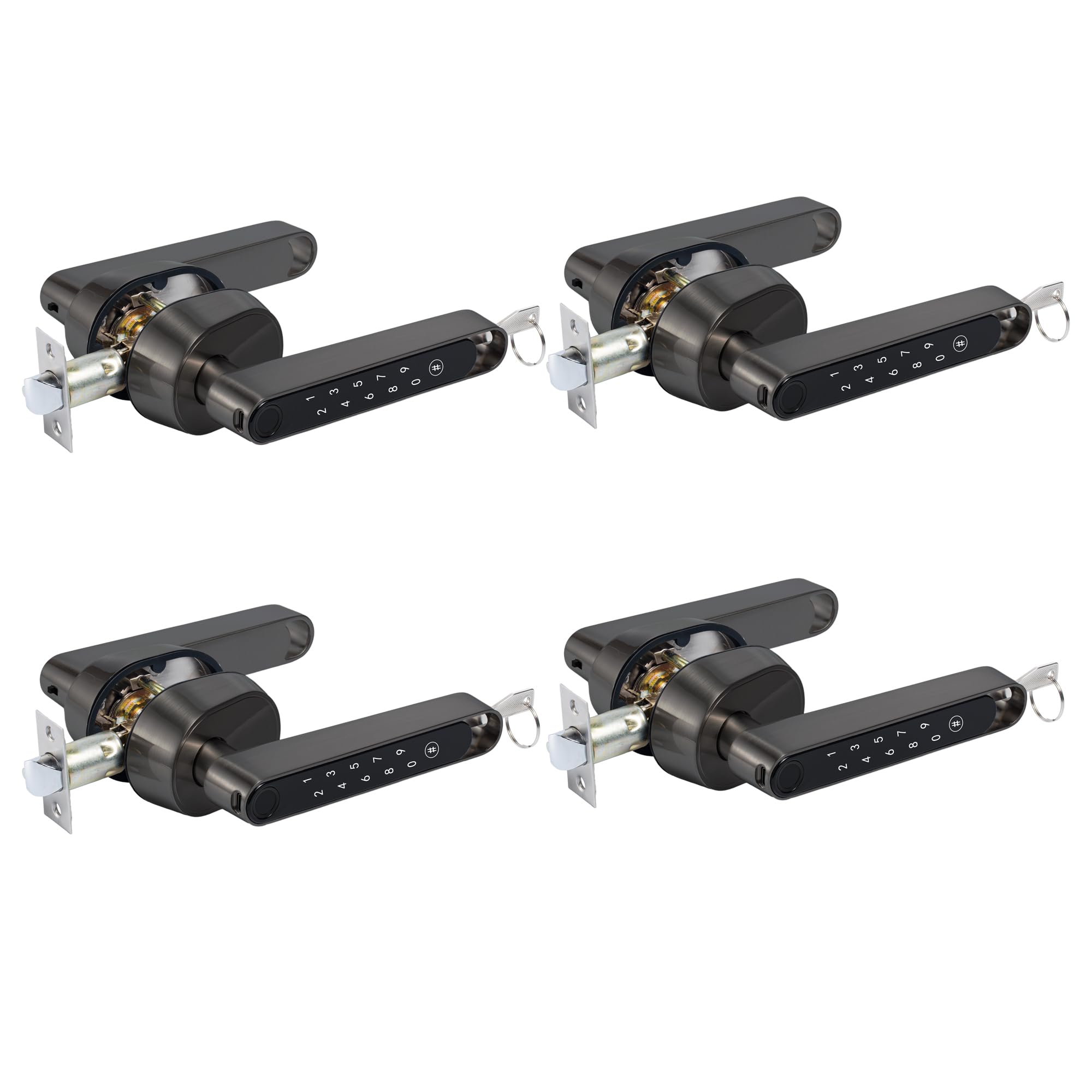 Stylrtop Universal Fingerprint Door Knob with Handle Keypad, Keyless Entry Childproof, Information Security Without Network, Smart Lock for Bedroom