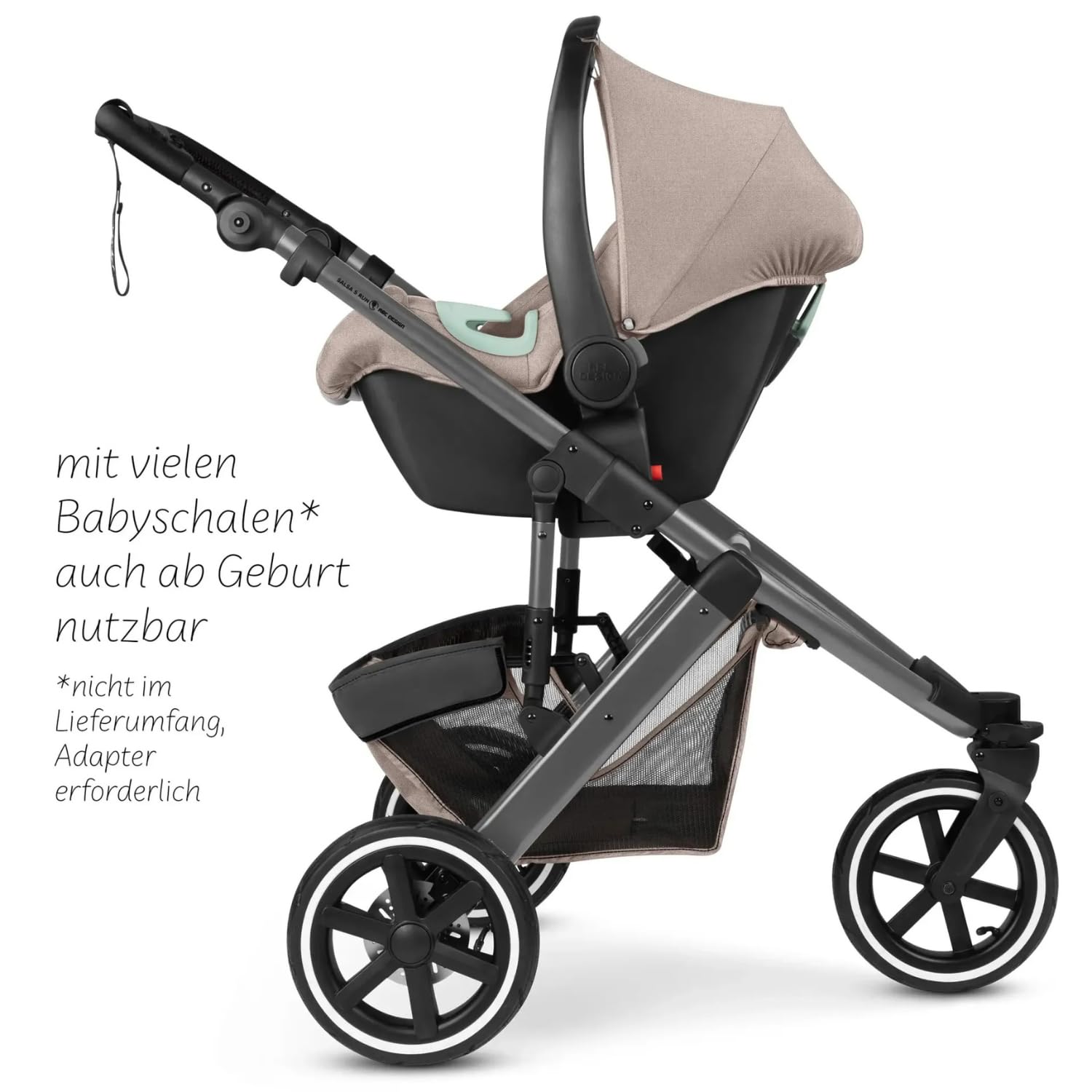 ABC Design Salsa 5 Run Jogger Sportwagen mit Sportzulassung Luftreifen Handbremse Federung wendbare Sitzeinheit Liegeposition bis 22 kg Camel