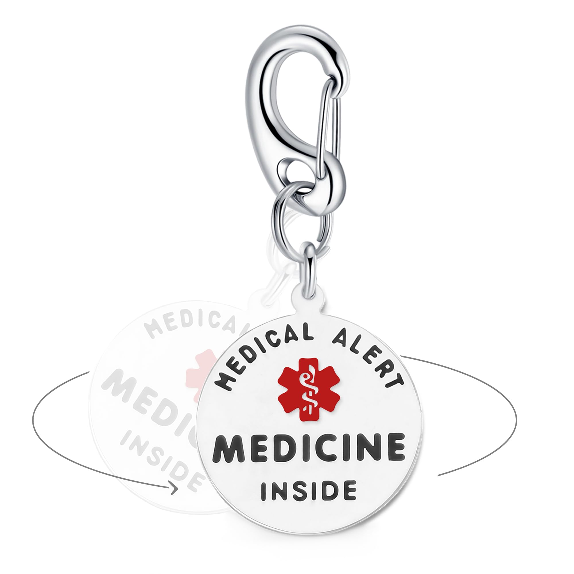 Divoti Pre-Engraved Medical Alert ID Bag Tag - Laser-Engraved Emergency Medical Alert - 1.25" Zipper Pull or Keychain with Cable Loop or Clip -