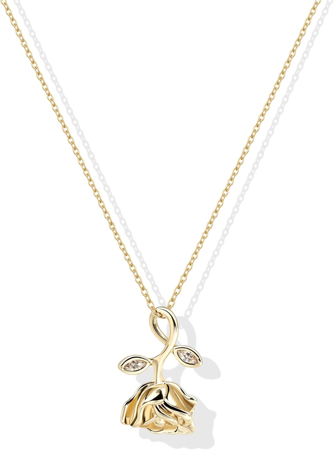 Rose Necklace for Women Dainty Flower Pendant Necklaces Lightweight Tiny Floral Fashion Jewelry Gift for Women-Silver&Golden