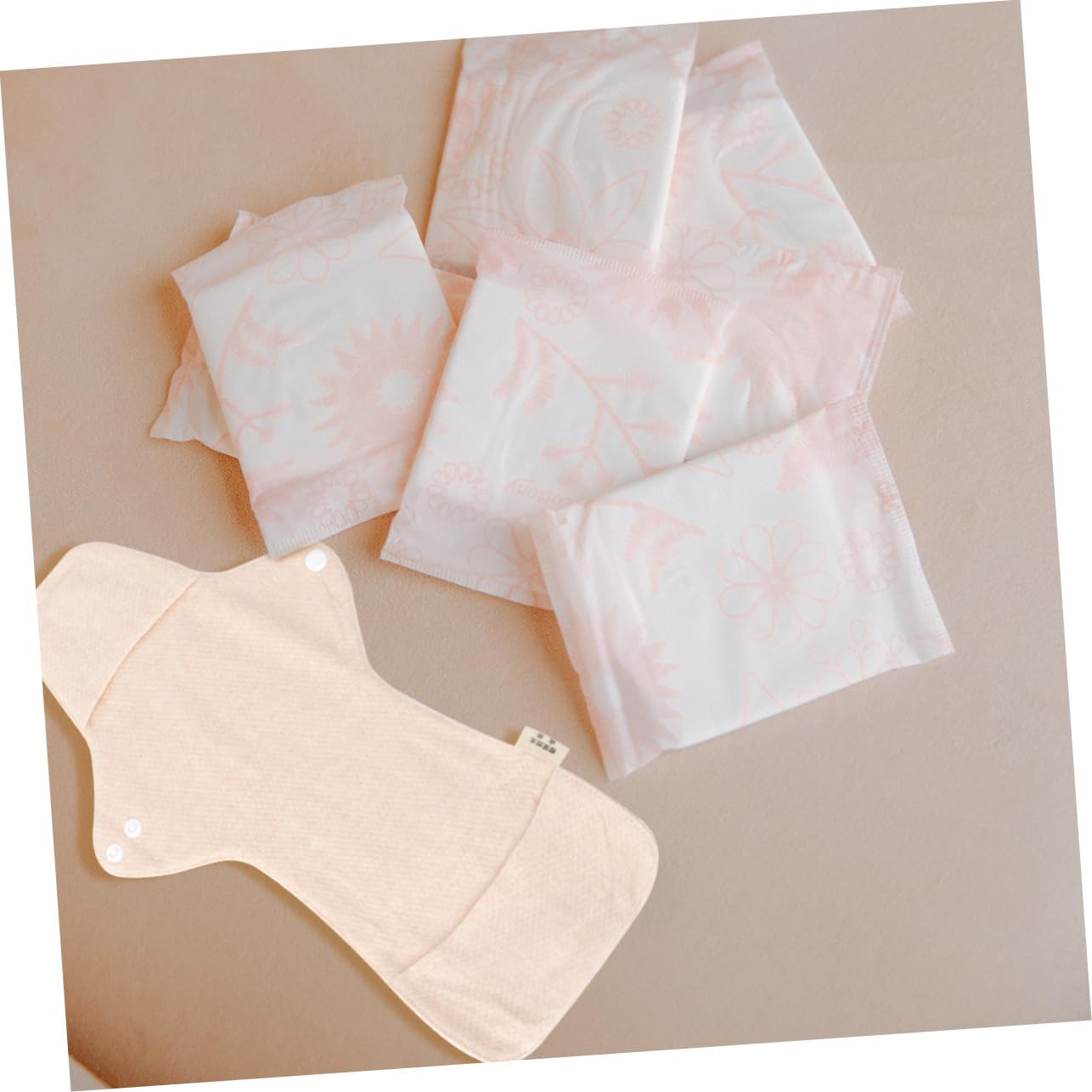 FRCOLOR 4 unidades de compresas menstruales de tela lavables para mujer, reutilizables, almohadillas menstruales, almohadillas de algodón orgánicas, compresas sanitarias portátiles, toallas de tía