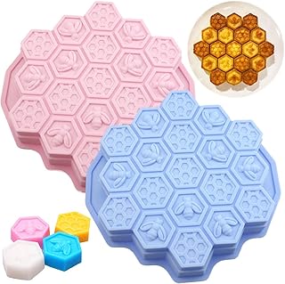2Pcs Honey Comb Bees Chocolate Mold Honeycomb Silicone Molds Cake Pan Mold Goats Milk Soap Making Mold Beeswax Lotion Bars Cake Baking Moulds (Random Color)