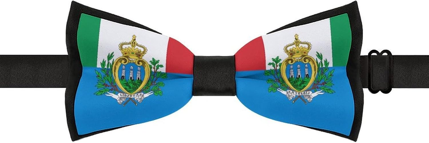 Flag of Italy And San Marino Novelty Men's Bow Tie Pre-tied Adjustable Bowtie Accessories for Wedding Party