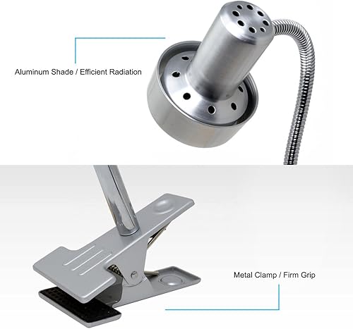 Miniatura 5 de O'Bright Luz LED con clip para cabecera de camaescritorio, lámpara de escritorio LED regulable con abrazadera de metal, LED de 5 W, cuello de cisne