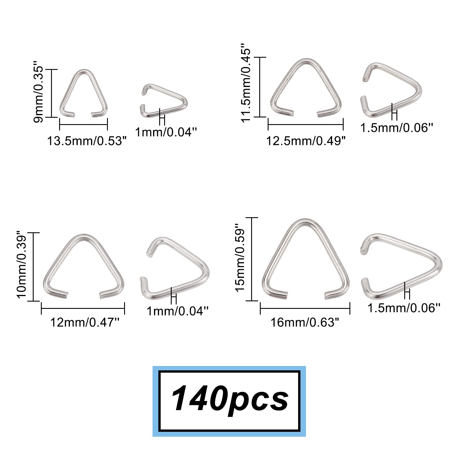560 Anneaux Ouverts Triangle - Pour Création De Bijoux 🔺