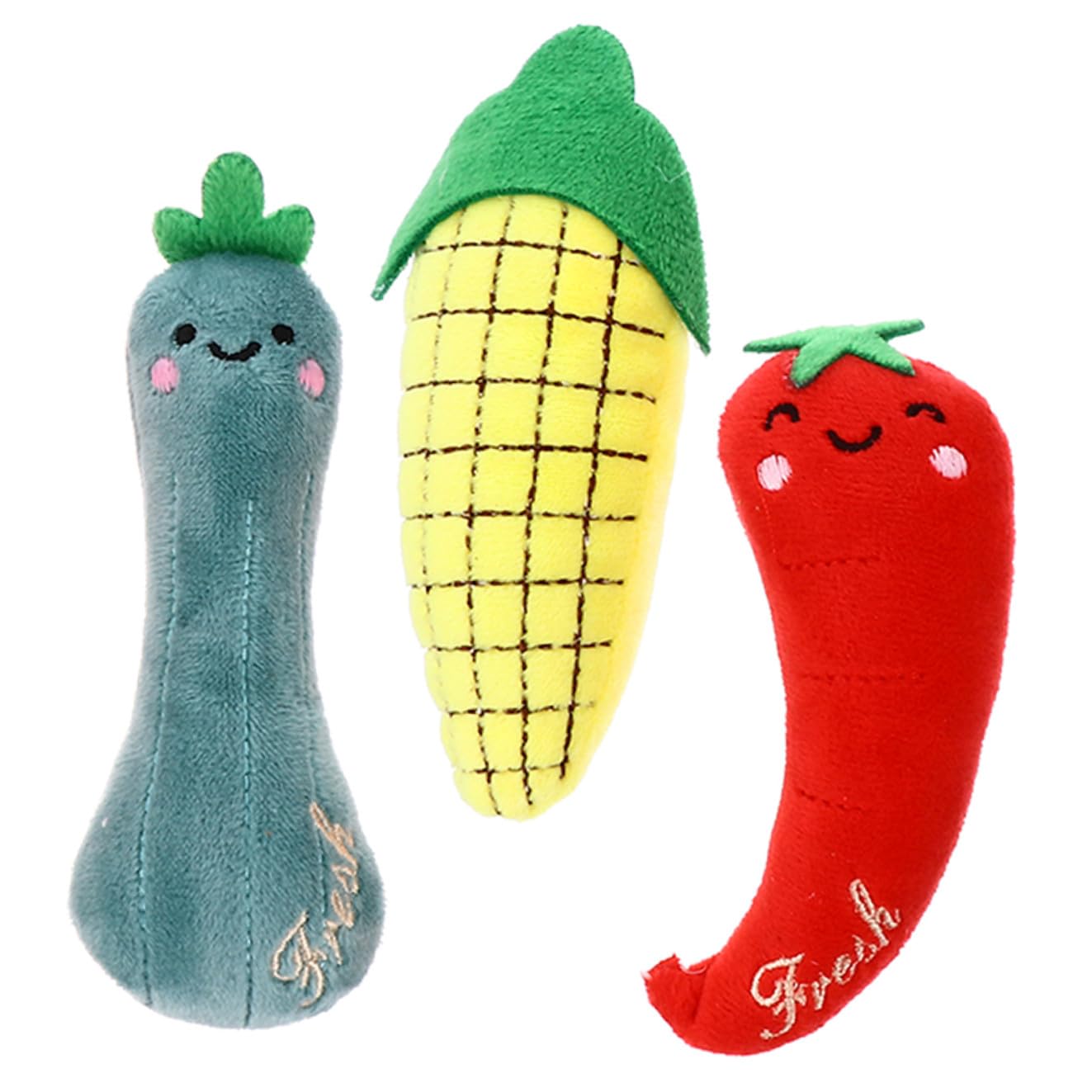 FRCOLOR Jouets pour Chat Intérieur Peluche 3pcs Herbe à Chat Jouet Masticable Adorable de Maïs Solide et Polyvalent pour Chatons