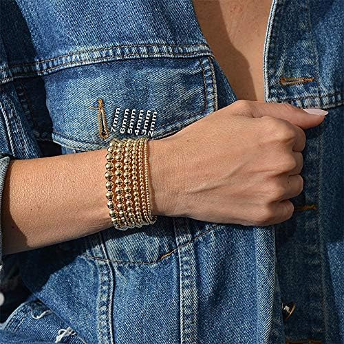 Anela 14K Gold Filled Stretchy Bead Bracelet 6mm, Tarnish Free Jewelry, Perfect Layering Bracelet - Image 4