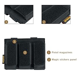 EXCELLENT ELITE SPANKER Tactical Open Top Double/Triple Pistol Mag Pouch for Glock M1911 92F Magazines 40mm Grenade(Black)