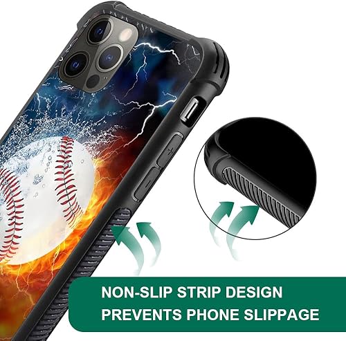 Miniatura 5 de DAIZAG Funda compatible con iPhone 11 Pro Max Ice Fire Baseball Funda de teléfono a prueba de golpes suave TPU para niños y hombres, funda de regalo