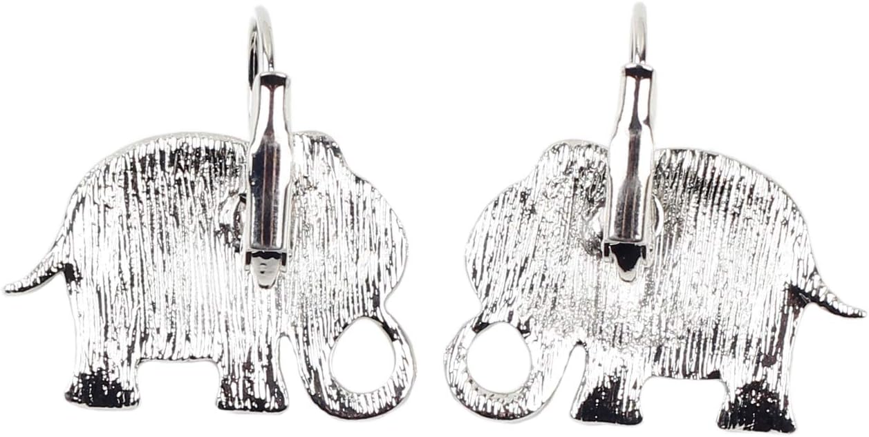 NEWEI Cute Zinc Alloy Enamel Elephant Earrings Leverback Dangle Hoop Jungle Animals Jewelry for Women Accessories Gifts Charms