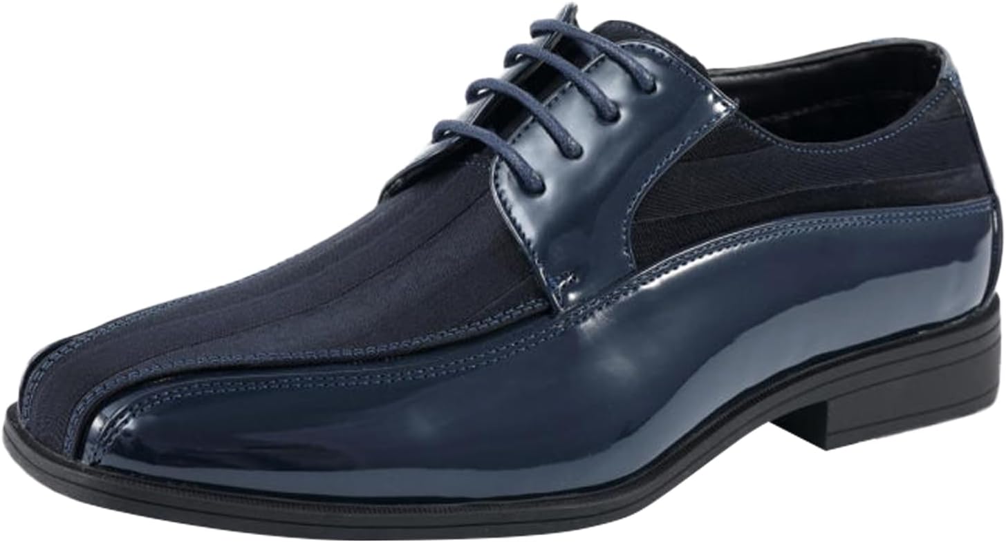 179, Casual Dress Oxford Shoes for Men, Satin Striped Lace-Ups, Men's Business Casual Leather & Satin Shoe, for All Formal Occasions
