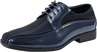 Viotti 179, Casual Dress Oxford Shoes for Men, Satin Striped Lace-Ups, Men's Business Casual Leather & Satin Shoe, for All Formal Occasions