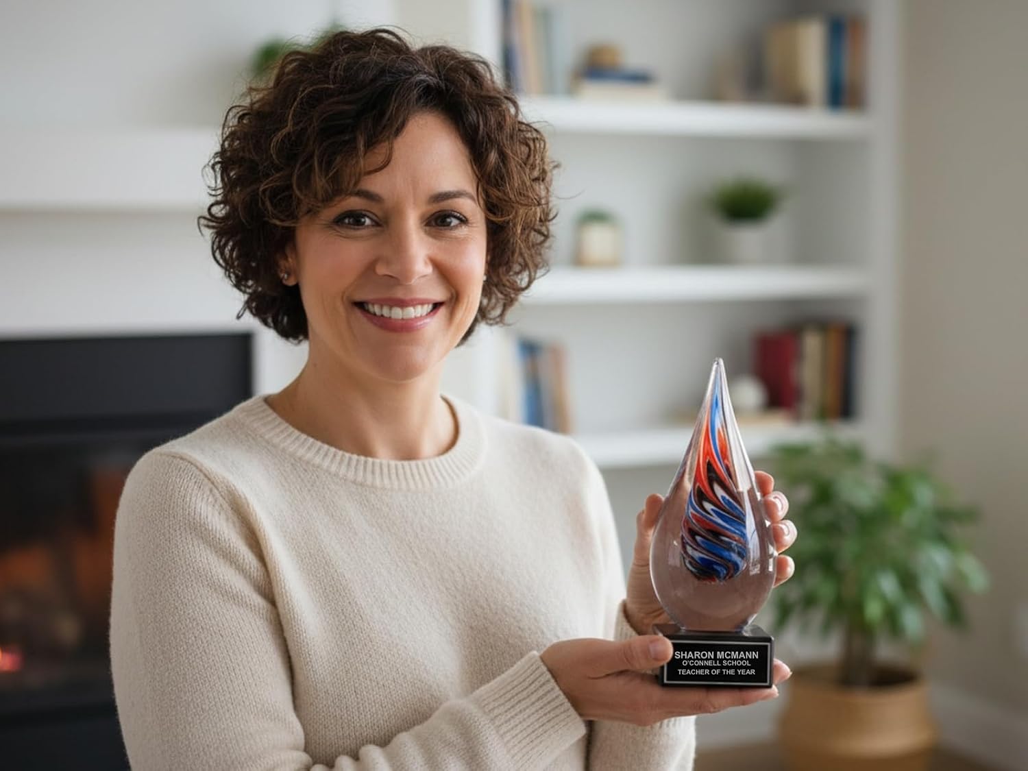 Hand-Blown Art Glass Award – Custom Engraved Elegant Award for Corporate, Sports Retirement Volunteer Recognition Leadership Personal Milestones Employee Gifts