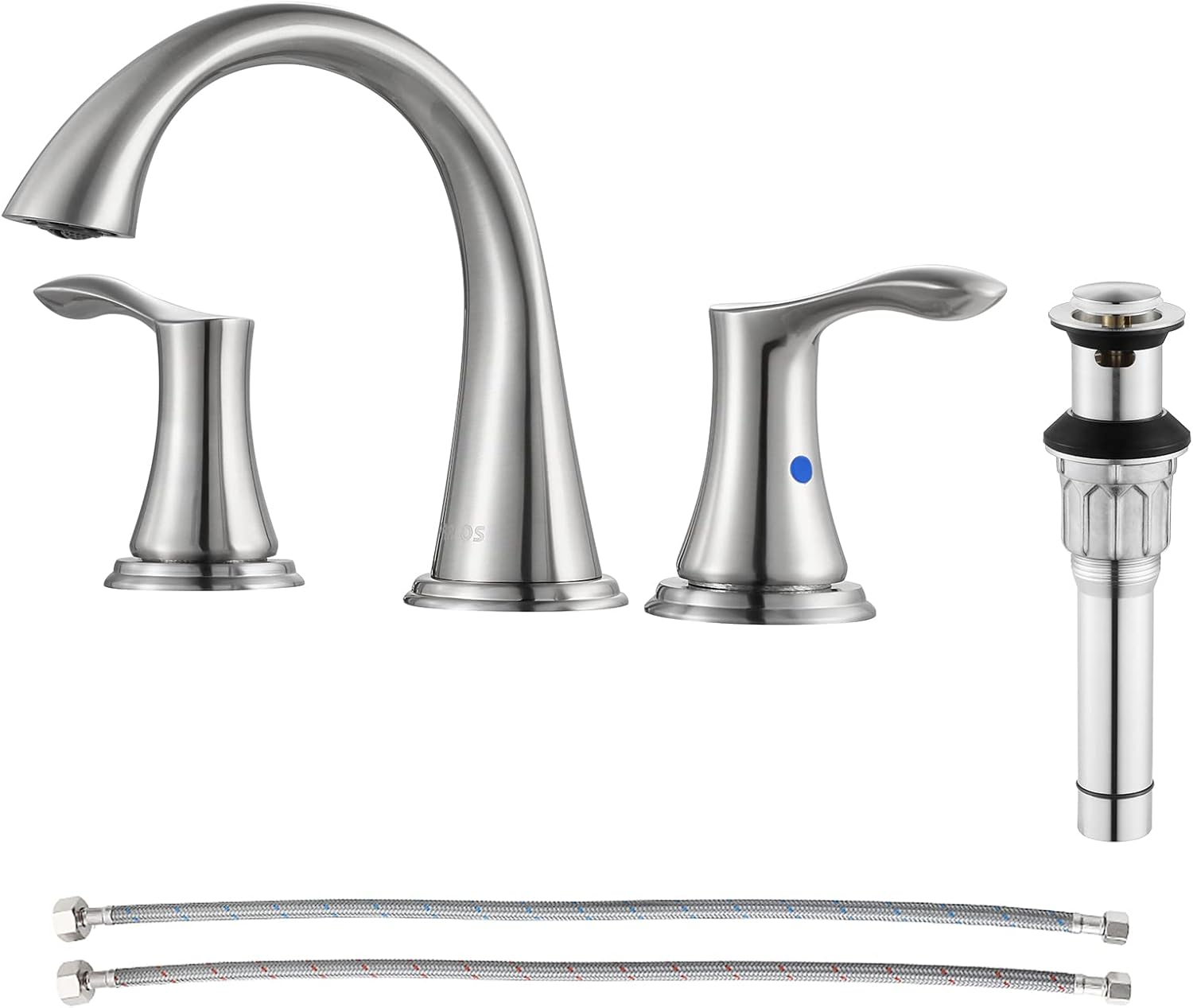PARLOS Widespread 2 Handles Bathroom Faucet with Metal Pop Up Sink