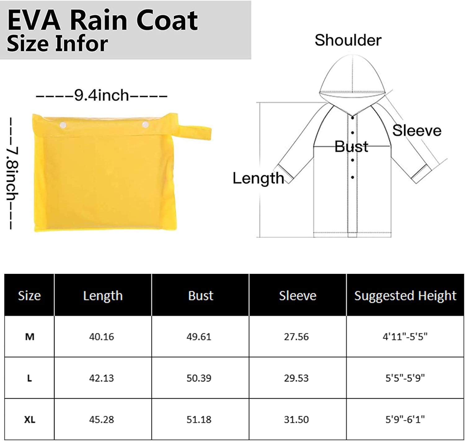 Miniatura 6 de Poncho de lluvia de EVA reutilizable para adultos, unisex, hombres y mujeres, impermeable largo transparente con capucha
