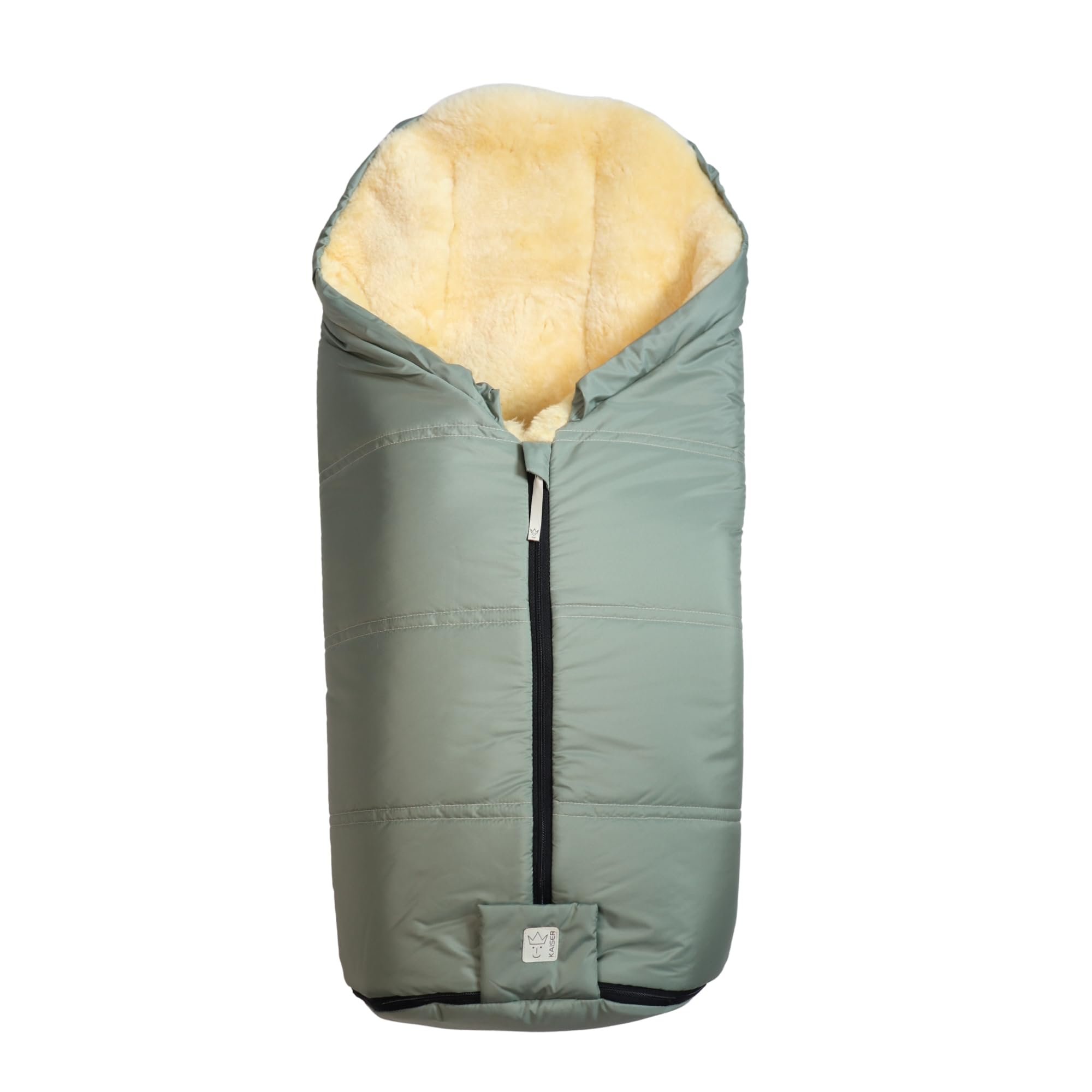IGLU 2.0 Lammfell Fußsack für Kinderwagen, 98 x 45 cm, Wind- und Wasserabweisend, Waschbar bei 30°(salbei green)