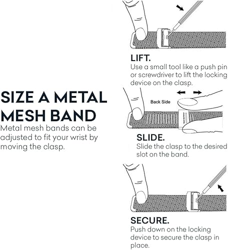 Miniatura 4 de Wristology 2 Sizes Easy Change Band Numbers Watch Metal Mesh Band - Interchangeable Stainless Steel Strap - to Read Analog Nurse with Second Hand