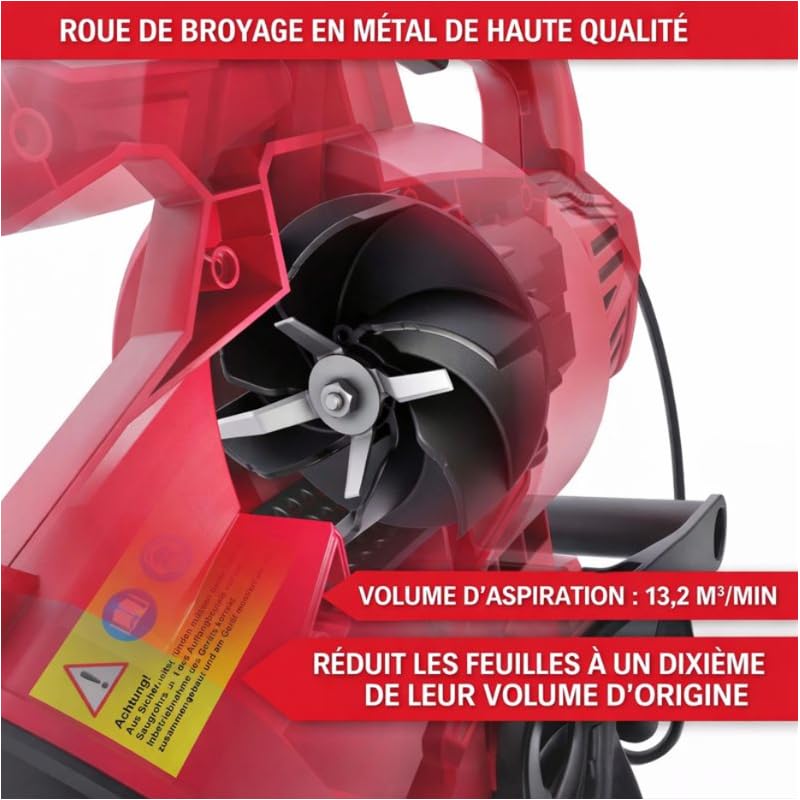 LV3245 Souffleur de Feuilles à l’air électrique 3200W 3en1 Aspirateur Souffleur Broyeur 45L