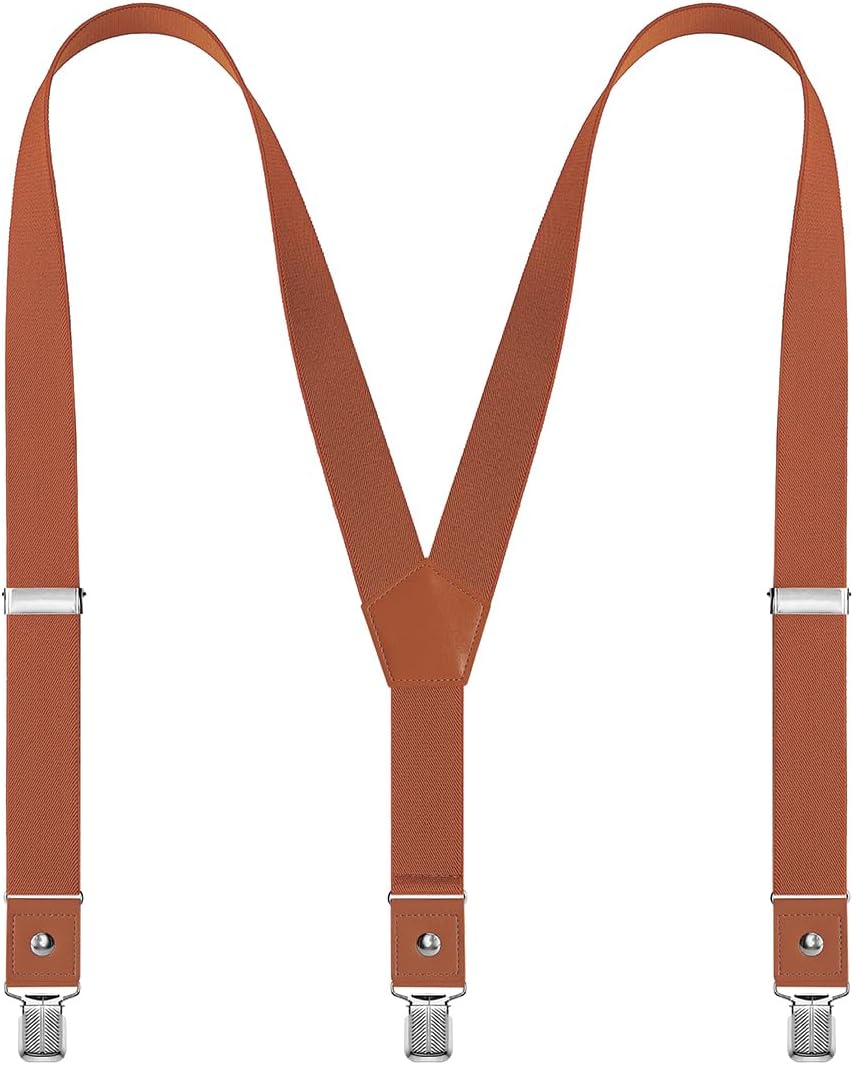 Men's Suspenders Y-Back Adjustable Elastic with Strong Clips
