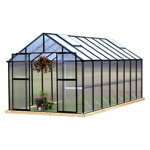 Monticello Greenhouse Premium Package, 8' x 16', Black Finish